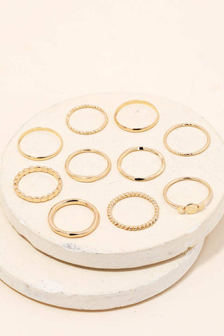 Eleven Piece Assorted Ring Set: G