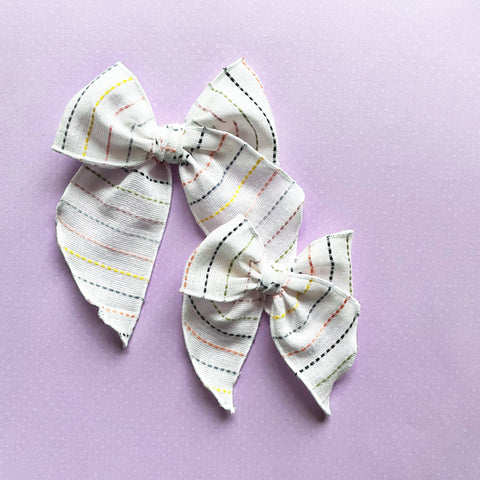 Spring Multi Stitched Linen Elle Bow