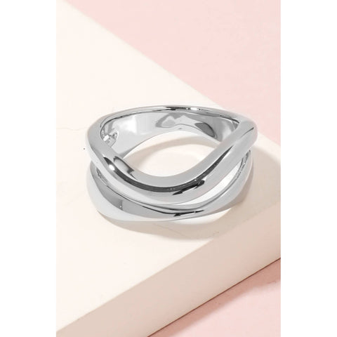 Warped Metallic Double Line Ring: S
